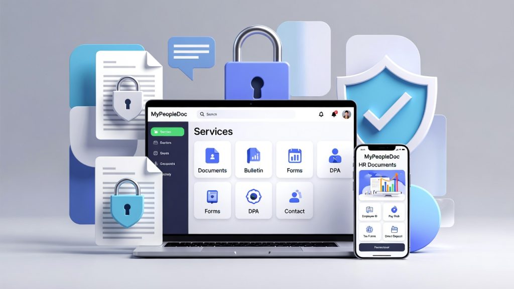 Interface MyPeopleDoc permettant de se connecter, consulter ses documents RH et sécuriser son coffre-fort numérique