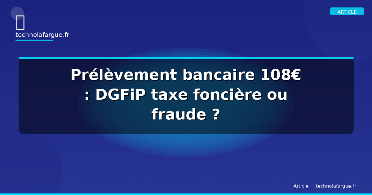 Prélèvement bancaire 108€ : DGFiP taxe foncière ou fraude ?